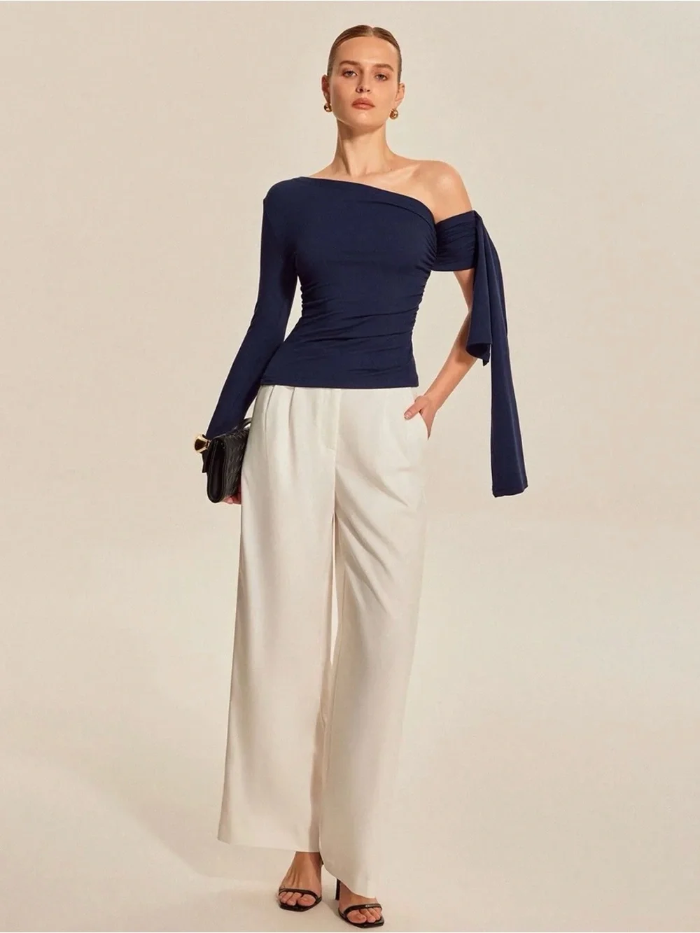 NWT Off-Shoulder Long Sleeve Top with Long Sleeve Tie - XS